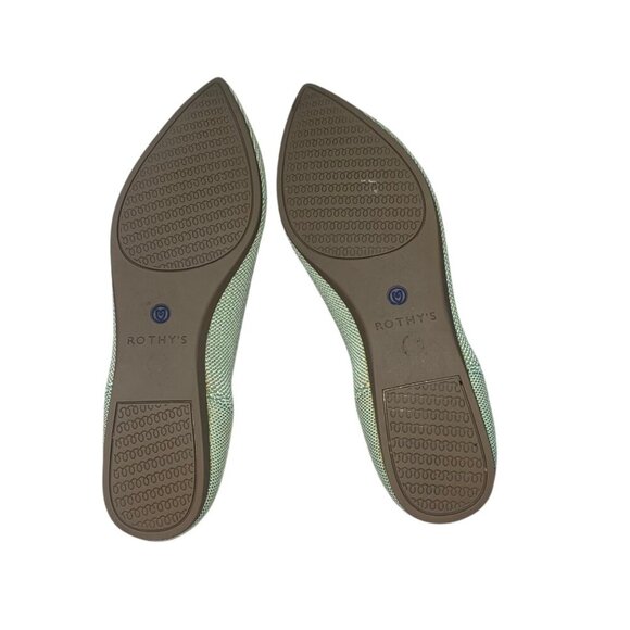 Rothy's Womens Pointed Toe Flats Size 5 Green Knit Slip-On Shoes Eco-Friendly - Picture 4 of 16